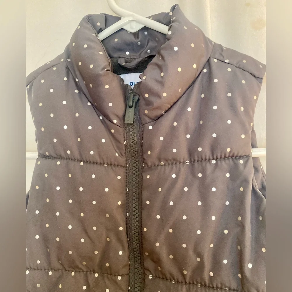 Old Navy Kids Gray/White Polka Dot Puffer Vest Size 2T